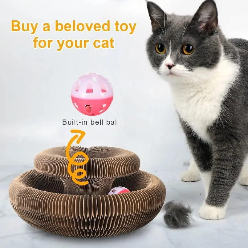 Round Cat Scratching Board with Rolling Ball