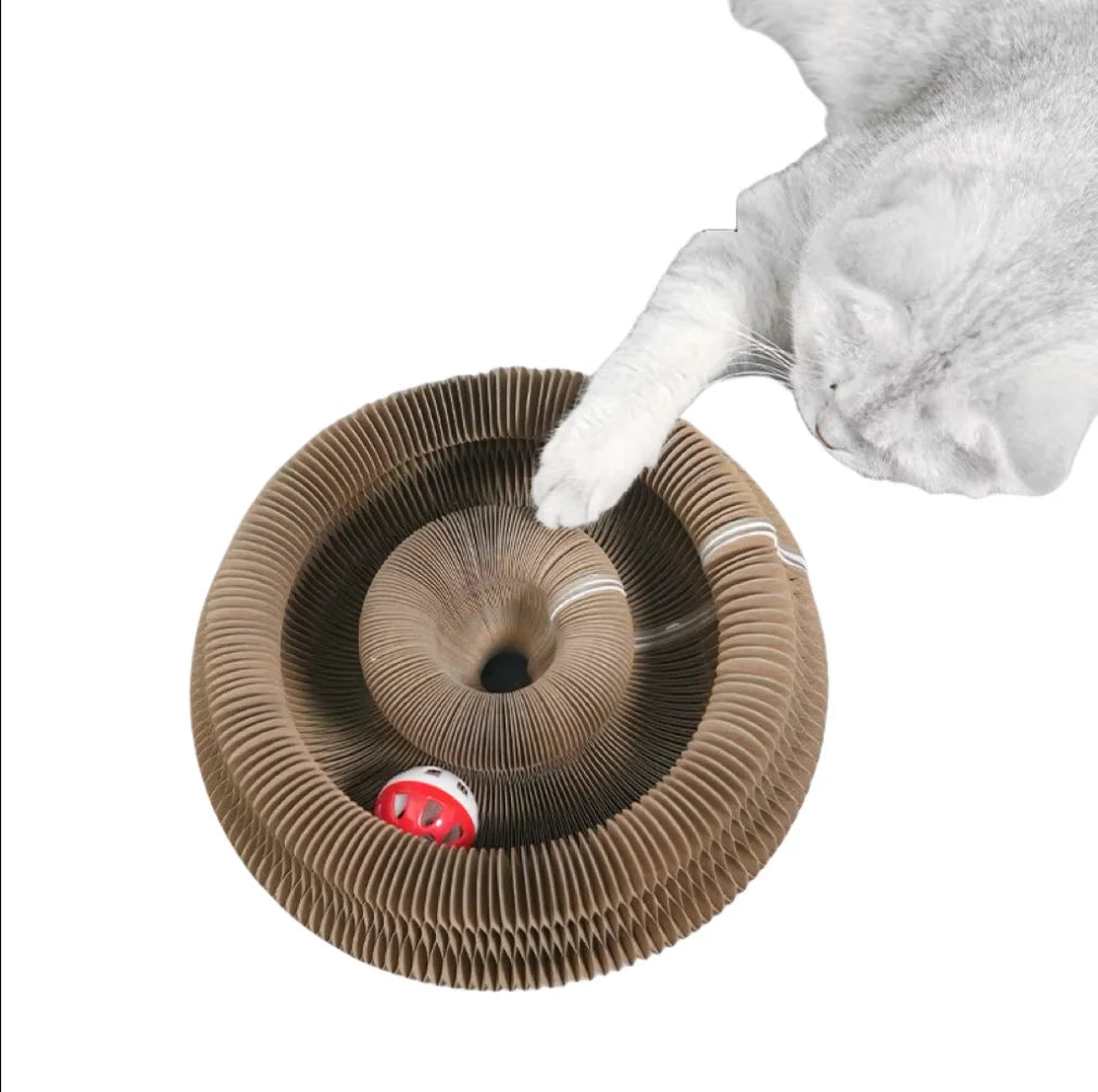 Round Cat Scratching Board with Rolling Ball