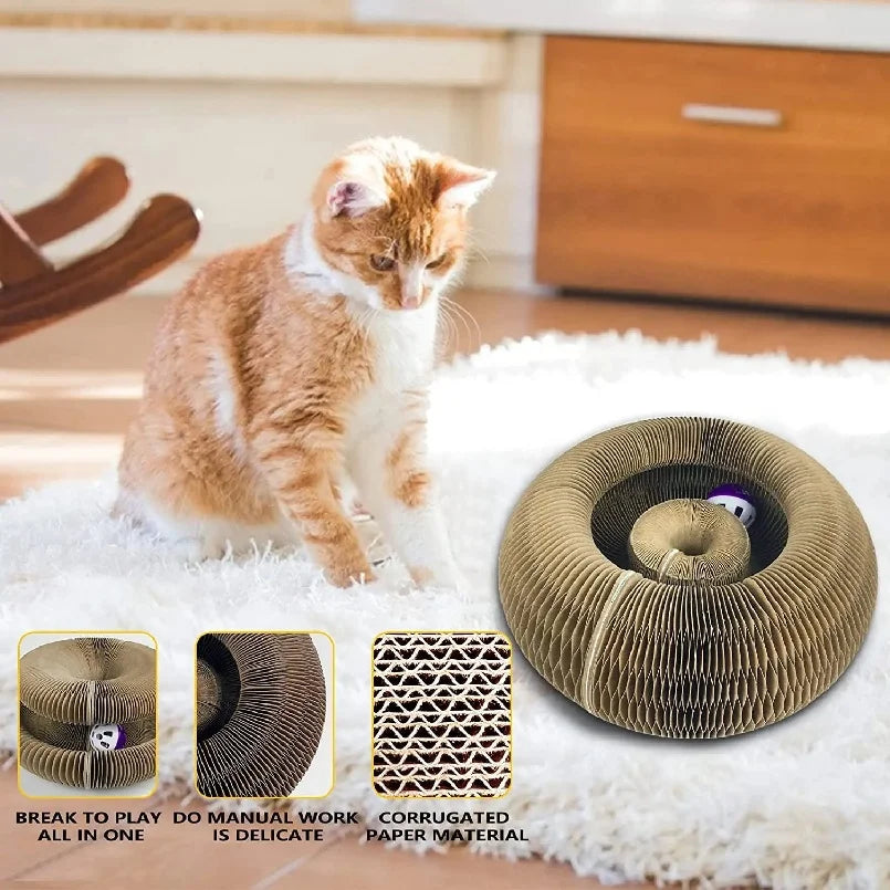 Round Cat Scratching Board with Rolling Ball