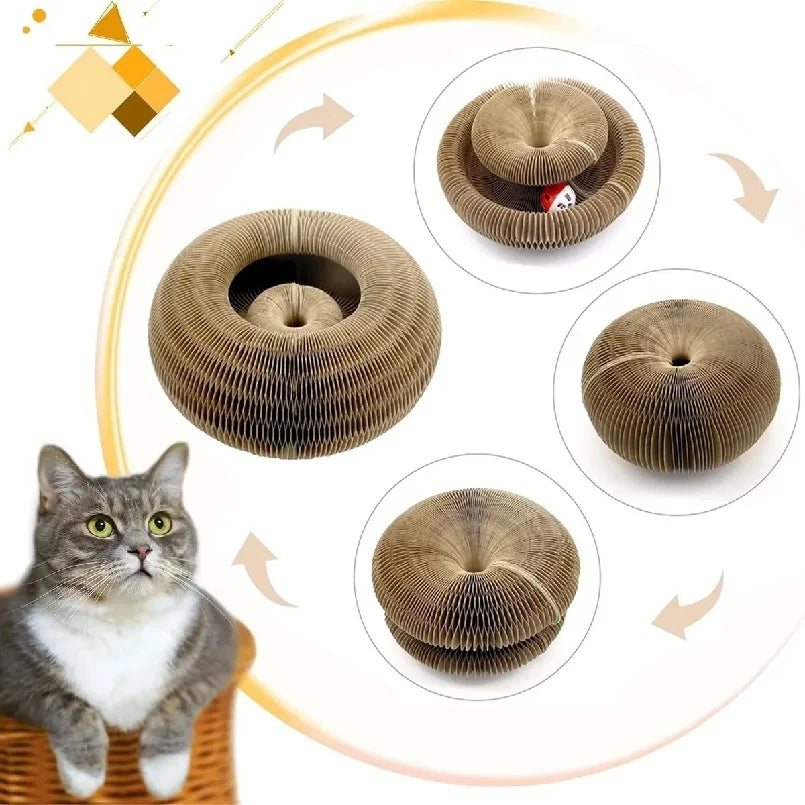 Round Cat Scratching Board with Rolling Ball