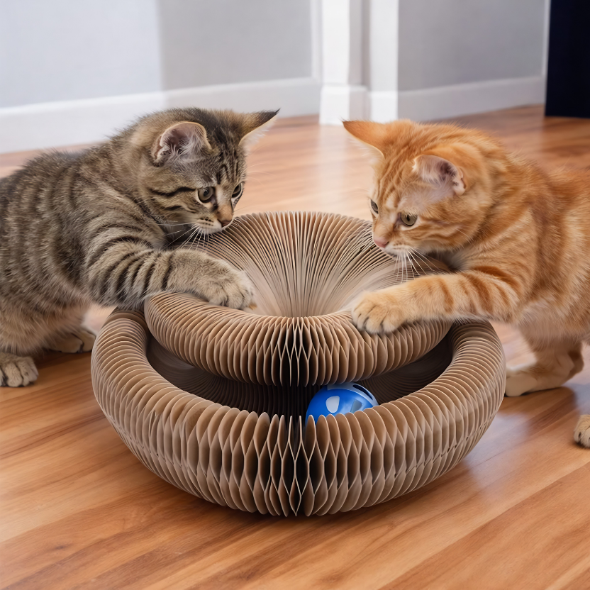 Round Cat Scratching Board with Rolling Ball